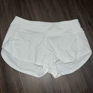 White lululemon speed up shorts